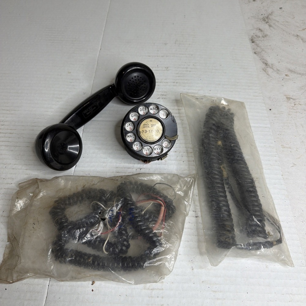Bell System by Western Electric Part Lot: Handset F1, Dialer B-03?, 2 Cords Vtg